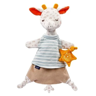 Abbildung von Fehn Schmusetuch Baby Spielzeug Giraffe Schnuffeltuch für Neugeborene Einschlafhilfe mit „Glow in the dark“ Kuscheltier Handpuppe Kuscheltuch Schlaftier Babys und Kleinkinder ab 0+ Monaten