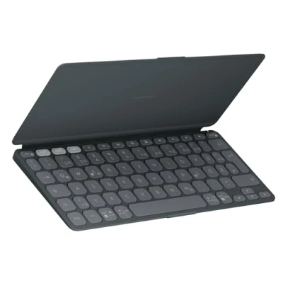 Abbildung von Logitech Keys To Go 2, mobile Bluetooth Tastatur für Tablets mit integriertem Schutzcover, schlanke, kabellose Windows, Android, Linux, iPad, iPhone, Mac, Apple TV, DEU QWERTZ Grau