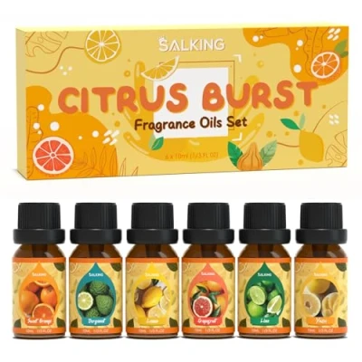 Abbildung von SALKING Agrumi Ätherische Öle Set, Aromatherapie Duftöl GeschenkSet, Duftöle für Diffuser Luftbefeuchter,6x10 ml Arancia dolce, Bergamotto, Limone, Pompelmo, Lime, Yuzu Citrus