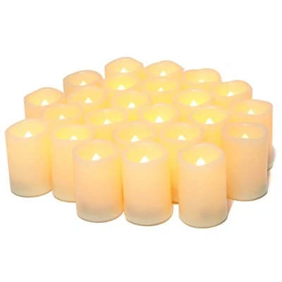 Abbildung von 24 Stück 5cm LED Teelichter Kerzen mit Batterie, Elektrische Flammenlos Votivkerzen, Flackernd Flamme für Outdoor Party Garten Halloween Weihnachten Hochzeits Deko