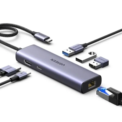 Abbildung von UGREEN Revodok USB C Hub Ethernet, 4K HDMI, PD100W, 3*USB A 3.0 Docking Station kompatibel mit iPhone 16, MacBook Pro M4, Mac mini iPad, Surface, Galaxy S24, Dell, HP, Steam Deck, Switch usw.