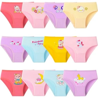 Abbildung von Adorel Mädchen Slips Baumwolle Unterhosen Höschen 12er Pack Tier Fantasie 98 104 EU (Herstellergröße S)