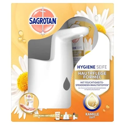 Abbildung von Sagrotan No Touch Starter Set Automatischer Seifenspender inkl. Nachfüller Kamille 1 x 250 ml Handseife
