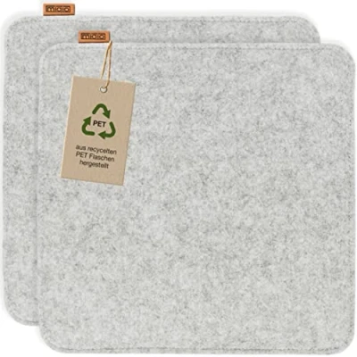 Abbildung von Miqio Design Sitzkissen Rechteckig aus Filz mit Antirutschnoppen Nachhaltig recycelten PET Flaschen 35x35 cm 2er Set Waschbare Stuhlkissen rutschfest Sitzauflage für Bank und Stuhl