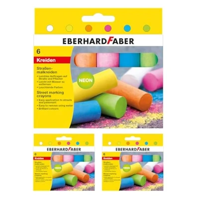 Abbildung von EBERHARD FABER 599026 Straßenmalkreide Colori, 18 Kreiden in 6 leuchtenden Neonfarben