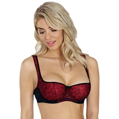 Abbildung von Rosme Lingerie Balconette BH mit gepolsterten Trägern für Damen, Kollektion Grand, Rot, Größe 95A