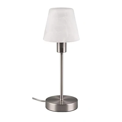 Abbildung von Trio Leuchten Tischleuchte Luis II 595700107, Metall Nickel matt, Glas alabasterfarbig weiß, exkl. 1x E14, On/Off Touch