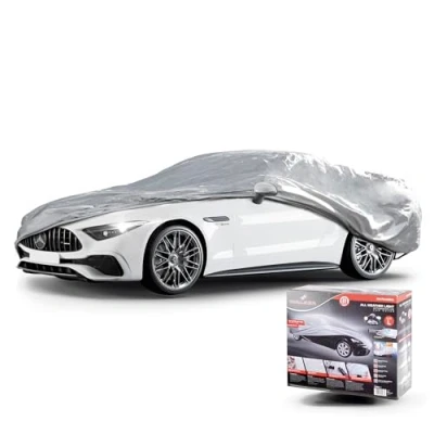 Abbildung von Walser Abdeckplane Auto All Weather Light, wasserdicht, 100% wetterfeste Abdeckplane, Autoabdeckung Outdoor, Autogarage, Vollgarage PKW L grau