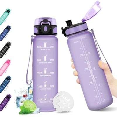 Abbildung von KollyKolla Trinkflasche Kohlensäure Geeignet Kinder, 500ml, Sport mit Zeitmarkierung, Auslaufsicher Wasserflasche für Fahrrad, Schule, Maedchen, Junge