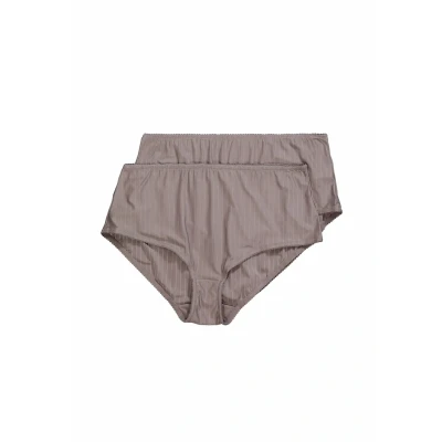 Abbildung von Ulla Popken Damen Midislips, 2er Pack, Nadelstreifen, höher geschnitten Slip, Betongrau, 54 56