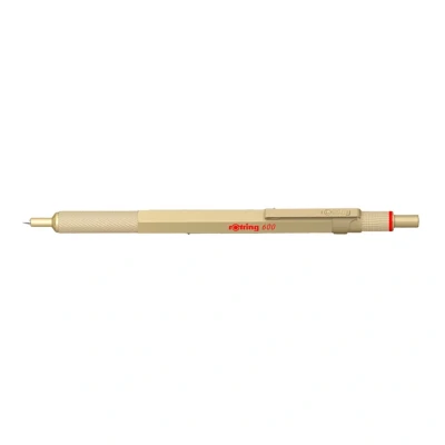 Abbildung von rOtring 600 Kugelschreiber, mittlere Spitze, Schwarze Tinte, Gold Schaft, nachfüllbar