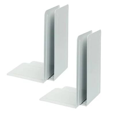 Abbildung von Alco Albert 4303 10 4 Buchstützen aus Metall, Stück, weiß, 14 x 24 13 cm, für Schule, Büro und Zuhause