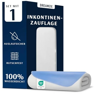 Abbildung von Dreamzie Inkontinenzunterlage Waschbar 70 x 100 cm Matratzenschoner Saugfähig und Wasserdicht Inkontinenz Bettunterlage