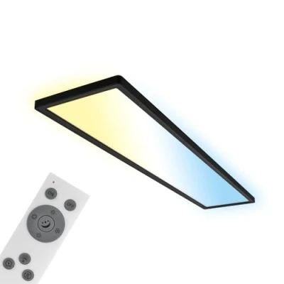 Abbildung von BRILONER LED Deckenlampe 98cm mit indirektem Licht, flach, dimmbar, CCT, Lampe, Deckenleuchte, Wohnzimmerlampe, Panel, Küchenlampe, Schlafzimmerlampe, Flur, 98x20x3 cm, Schwarz