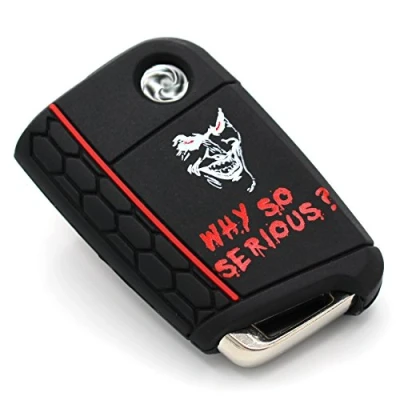 Abbildung von Schlüssel Hülle VB für 3 Tasten Auto Silikon Cover Schlüsselhülle Etui Schutzhülle (Joker Schwarz Rot)