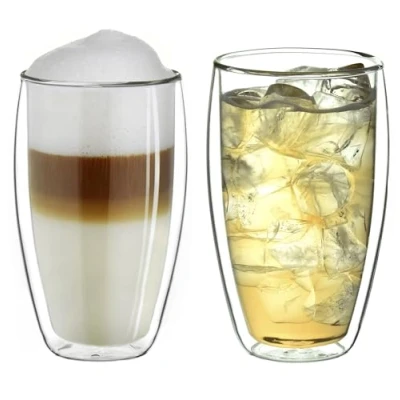Abbildung von Creano 2er Set doppelwandige Latte Macchiato Gläser 400ml „DG SH“ großes Doppelwandglas aus Borosilikatglas Kaffeegläser Teegläser Thermoglas
