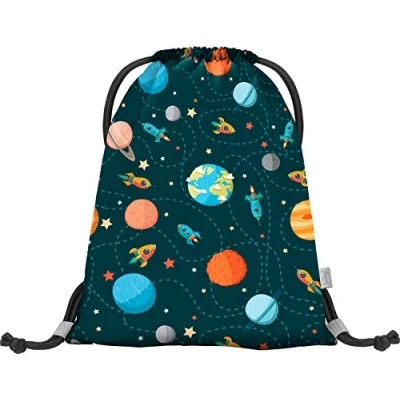 Abbildung von Baagl Turnbeutel für Jungen, Wasserdichte Schuhbeutel Kinder, Schule und Kindergarten Sportbeutel, Sportsack (Space Shuttle)