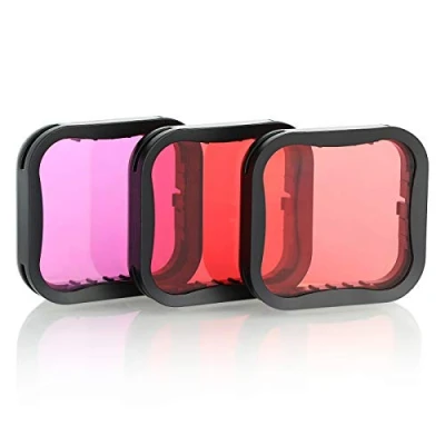 Abbildung von SOONSUN Tauchfilter für GoPro Hero 5, 6, 7, Schwarz, Super Suit Tauchgehäuse, Rot, Hellrot und Magenta, verbessert Farben verschiedene Unterwasser Video Fotografie Bedingungen, 3 Stück