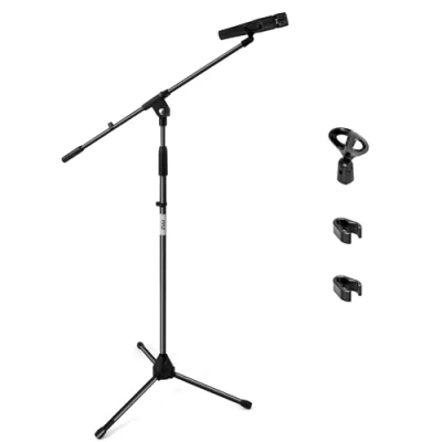 Abbildung von Pyle Mikrofonständer, Microphone Stand Höhenverstellbar &amp; Flexibler Boom arm, Stabiles Dreibein mit T Bar Einstellung, Ideal für Bühne, Studio, und Karaoke Mikrofon, Einstellbarer Mikrofon Arm