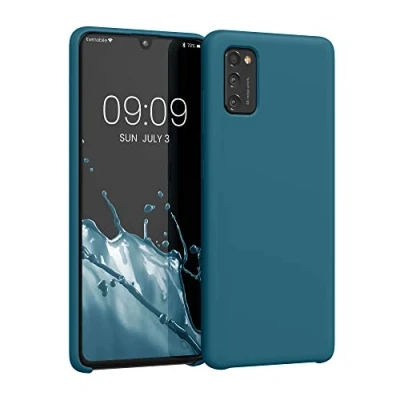 Abbildung von kwmobile Hülle kompatibel mit Samsung Galaxy A41 Silikon Handy Case Handyhülle weiche Oberfläche kabelloses Laden Petrol matt