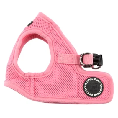 Abbildung von Puppia Hundegeschirr für kleine und mittelgroße Hunde weiche Weste in vielen Farben Auch als Welpengeschirr verwendbar Antizuggeschirr Hunde, Pink, L