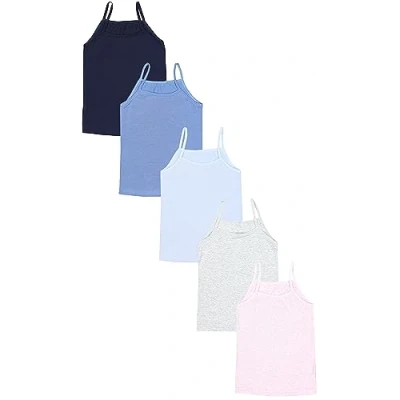 Abbildung von TupTam Mädchen Unterhemd Spaghettiträger Top Atmungsaktive Unterhemden im 5er Pack, Farbe: Dunkelblau Blau Hellblau Grau Rosa, Größe: 134 140