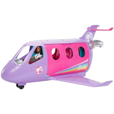 Abbildung von Barbie Flugzeug und Pilot Puppe, Life in The City Airplane Adventures, echte bewegliche Räder, Reise Aufkleber, 1 Puppe enthalten, Geschenke für Kinder 3 Jahre älter, HCD49