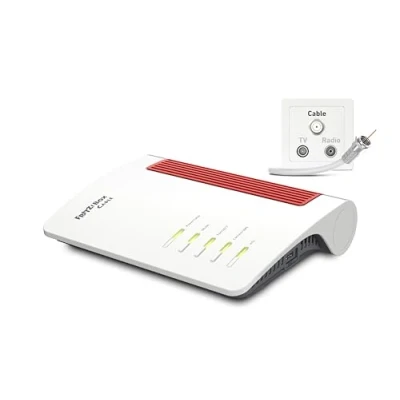 Abbildung von AVM FRITZ!Box 6670 Cable (DOCSIS 3.1 Kabelmodem, 2x2 Wi Fi 7 mit 2.880 MBit/s (5 GHz) und 688 (2,4 GHz), Zigbee Integration 1 x 2,5 Gigabit LAN Port)