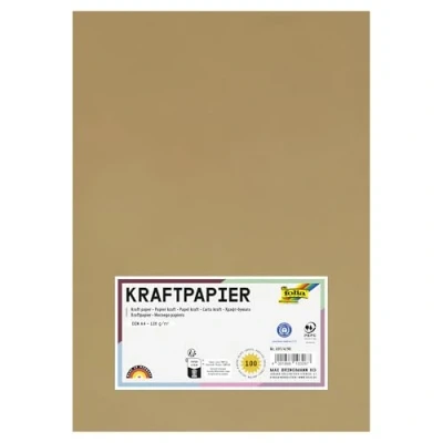 Abbildung von folia 691/4/98 Kraftpapier natur, 120 g/m², DIN A4, 100 Blatt, zum individuellen Basteln und Gestalten von Grußkarten, Einladungen, Tischkarten, uvm.