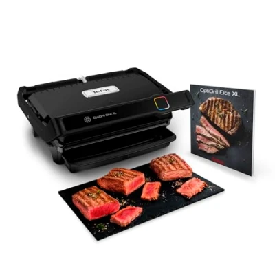 Abbildung von Tefal OptiGrill Elite XL Kontaktgrill, 16 Programme, Digitales Display mit Garstufenanzeige, Abnehmbare Platten, Elektrogrill, Schwarz, GC760812