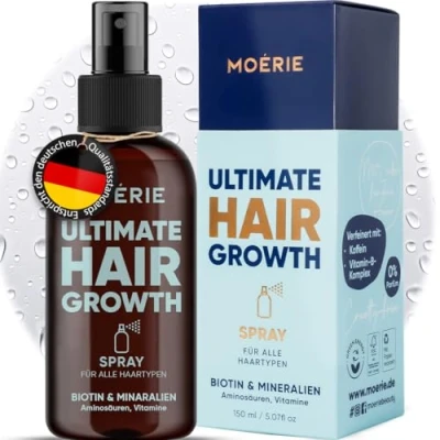 Abbildung von MOERIE Haarwachstum Serum Spray 150ml natürlich beschleunigen Haarwuchsmittel Frauen &amp; Männer mit Mineralien, Caffein Biotin Haare stärken Haarvitamine gegen Haarausfall Frau
