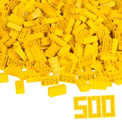 Abbildung von Simba 104118917 Blox, 500 gelbe Bausteine für Kinder ab 3 Jahren, 8er Steine, im Karton, vollkompatibel mit vielen anderen Herstellern, Gelb