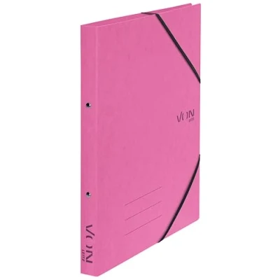 Abbildung von VON Leitz Ringbuch A4, Karton, Mit 2 Ringen und Gummibandverschluss, 25 mm Rückenbreite, Für 140 Blatt, Ringmechanik, Schule, Studium &amp; Zuhause, 5 Stück, Pink, 30120022