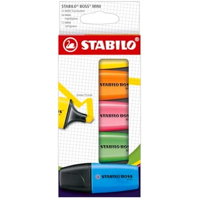 Abbildung von Textmarker STABILO BOSS MINI 5er Pack mit 5 verschiedenen Farben
