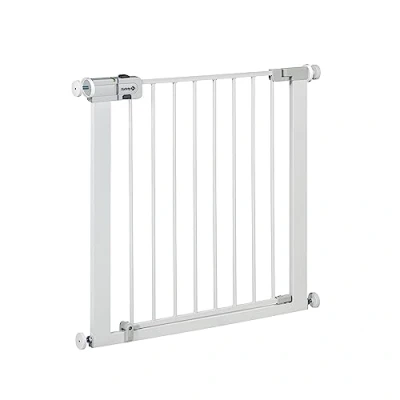 Abbildung von Safety 1st Easy Close, Ausziehbares Schutzgitter, Klemmgitter für die Treppe, Babygitter auch Hunde Geeignet, 6 Monate 2 Jahre, White (metal weiß)