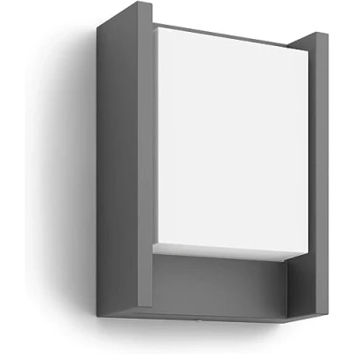 Abbildung von Philips Arbour LED Outdoor Wandleuchte (6 W), wetterfeste Außenleuchte mit warmweißem Licht, energiesparende Beleuchtung, anthrazit