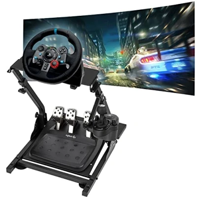 Abbildung von Lenkradständer für G29 G920 G923 inkl. Schaltgetriebe, Thrustmaster T150 T500 T300 TX TH8A, Clubsport, komplett verstellbar, faltbar