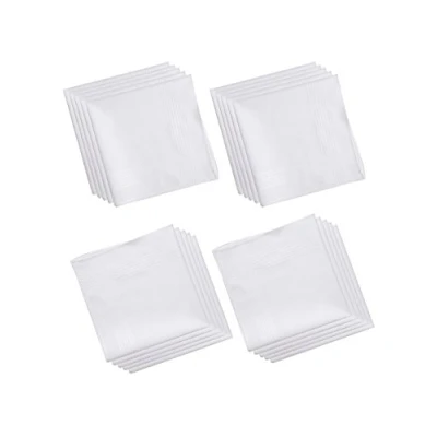 Abbildung von LULUSILK 20 Weiße Herren Taschentücher Stofftaschentücher 100% Baumwolle, 40 cm x