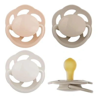 Abbildung von nip Cherry Green Newborn 0 2 Monate Stillfreundlicher Babyschnuller mit beliebter Scheibenform für Neugeborene. Nachhaltiger Schnuller aus natürlichen Rohstoffen 4 St., Orange/Braun