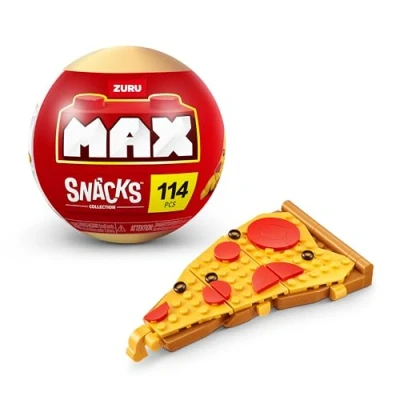 Abbildung von MAX Premium Snacks Bausteine,Pizza (bis zu 200 Teile, 6 zum Sammeln). Bausteine für Teenager, Erwachsene und Sammler. Baue, sammle präsentiere deine Sammlung an leckeren Snacks!