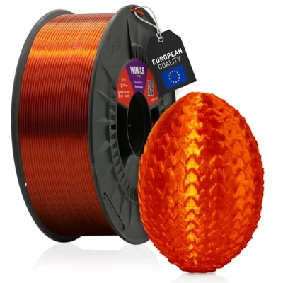Abbildung von WINKLE PETG Filament, Glas, Orange, Bernstein, 3D Drucker 1,75 mm, 300 g, kompatibel mit den meisten Druckern, Maßgenauigkeit, Spule g