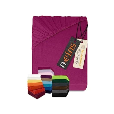 Abbildung von npluseins klassisches Jersey Spannbetttuch vielen Farben + Größen 100% Baumwolle 159.192, 90 100 x 200 cm, pink