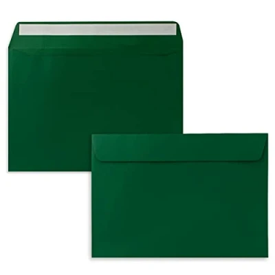 Abbildung von 50x Briefumschläge DIN C5 Dunkelgrün (Grün) 16,2 x 22,9 cm Haftklebung Edle Kuverts für große Einladungen und Karten zum Geburtstag oder Hochzeit