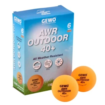 Abbildung von GEWO Tischtennisbälle AWR Outdoor 40+ Wasserabweisende Plastik Tischtennis Bälle für draußen Hochwertige, wetterbeständige Trainings Tischtennisbälle, 40+mm Durchmesser, 6er Pack, orange
