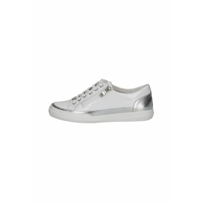 Abbildung von CAPRICE Damen Sneaker flach aus Leder mit Reißverschluss, Weiß (White/Silver), 38 EU