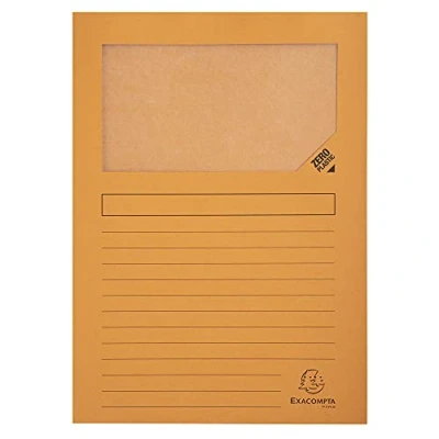 Abbildung von Exacompta 50254E 25er Pack Fenstermappen Super PEFC zertifiziert Karton 160g/m² praktisch und robust für DIN A4 orange Dokumentenmappe Einschlagmappe