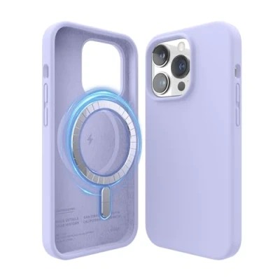 Abbildung von elago Magnetische Silikonhülle Kompatibel mit iPhone 14 Pro Hülle (6.1&quot;), MagSafe Alles Zubehör, Eingebaute Magnete, Premium Flüssigsilikon, Schutzhülle (Violett)