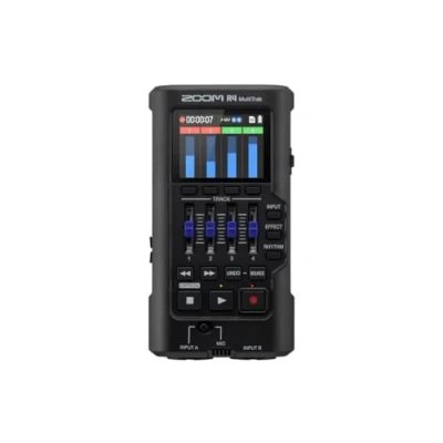 Abbildung von Zoom R4 MultiTrak 4 Spur Recorder 32 Bit Float Audio 2 XLR/TS Combo Eingänge Effekte Rhythmussektion mobiles Kompakt Audiostudio für Musiker Songwriter und Audiokreative schwarz