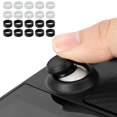 Abbildung von TiMOVO Joystick Schutz Silikon, 20 Stück Unsichtbarer Elastischer Schutzring Kompatibel mit Playstation Portal/Steam Deck/ PS5/ PS4/ Xbox/ROG Ally/8 BitDo/Switch Pro Joystick, Schwarz + Weiß