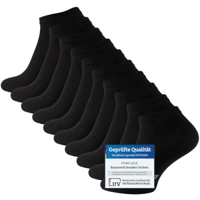 Abbildung von STARK SOUL 10 Paar Essentials Sneaker Socken, Baumwolle, schwarz, Gr. 39 42